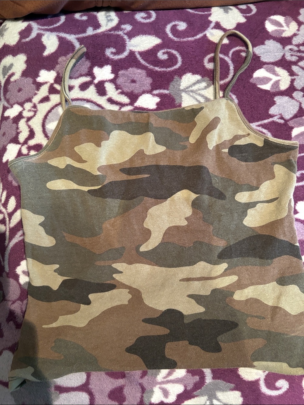 Garage Camo Print Spaghetti Strap Camisole in Brown & Green